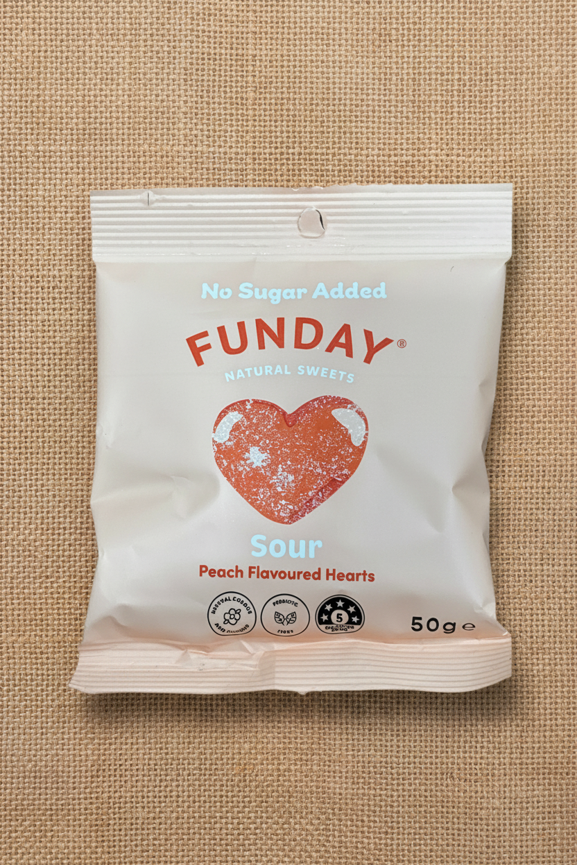 Sour peach flavoured hearts