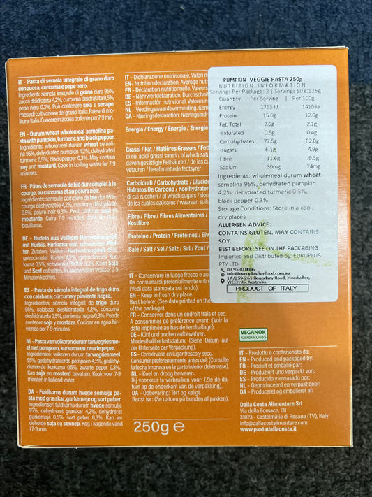 Dalla Costa Pumpkin Pasta 250gm