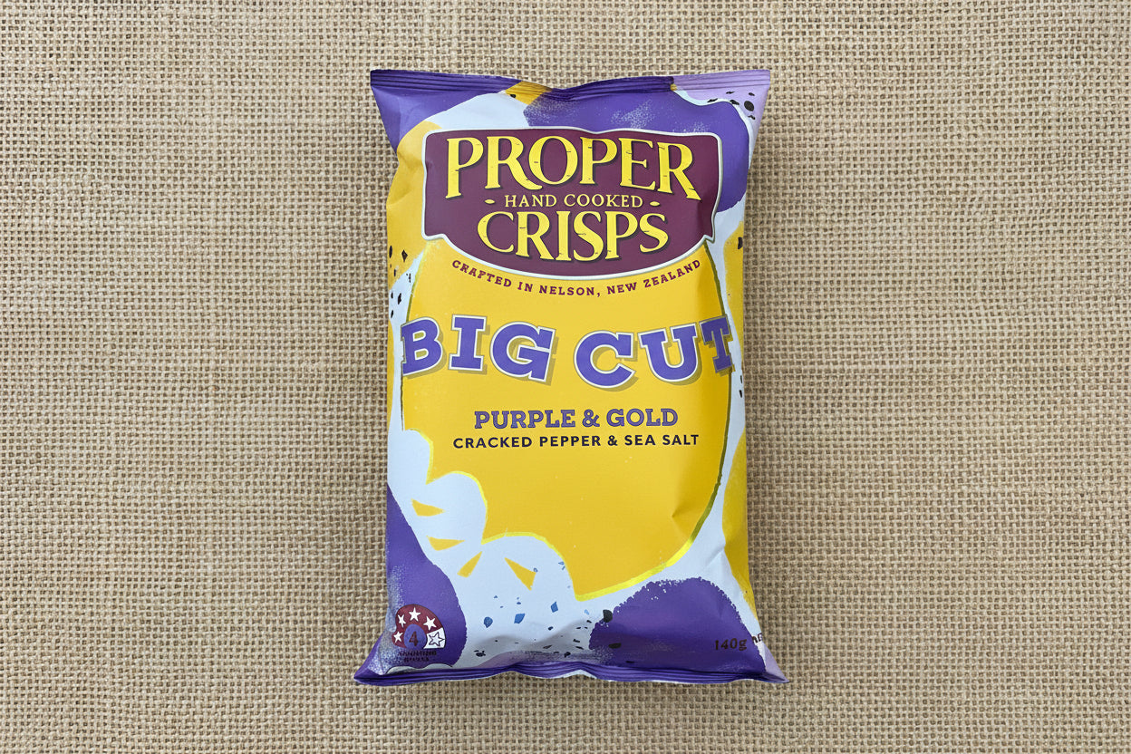 Purple and gold cut chips