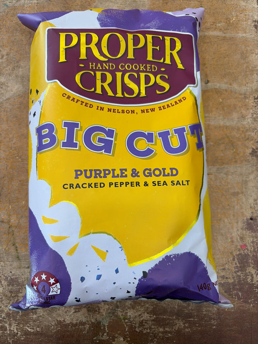 Purple and gold cut chips
