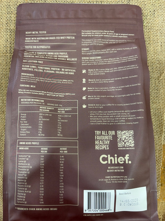 Chief whey protein smooth chocolate 900gm