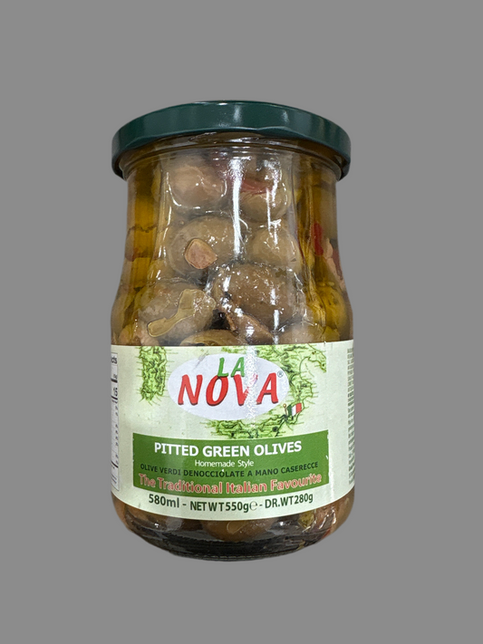 Pitted green olives (550g)