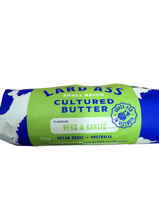 Lard Ass cultured Butter 150g - Herbs and Garlic Flavour
