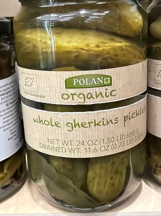 Whole Gherkins pickled 680 grams, check photo for more info about weight